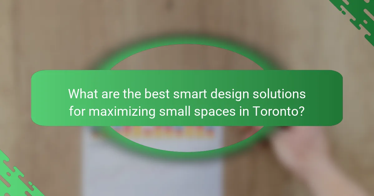 What are the best smart design solutions for maximizing small spaces in Toronto?